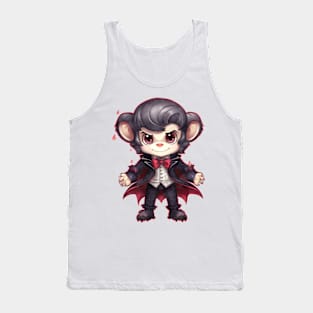 Cartoon Chimpanzee in Dracula Costume Tank Top